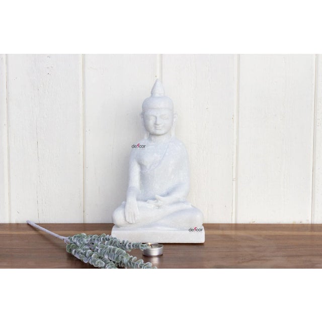 White Table Top Pure White Marble Buddha For Sale - Image 8 of 9