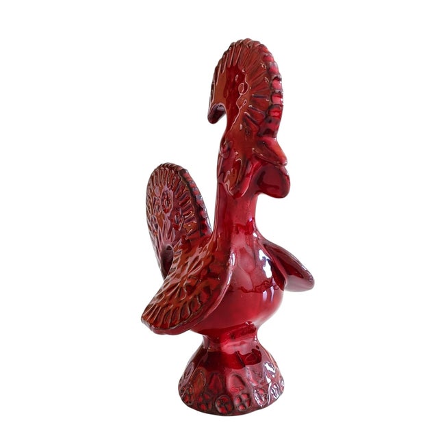 Mid-Century Modern Red Glazed Ceramic Rooster by Aldo Londi for Bitossi, Italy, 1960s For Sale - Image 3 of 10