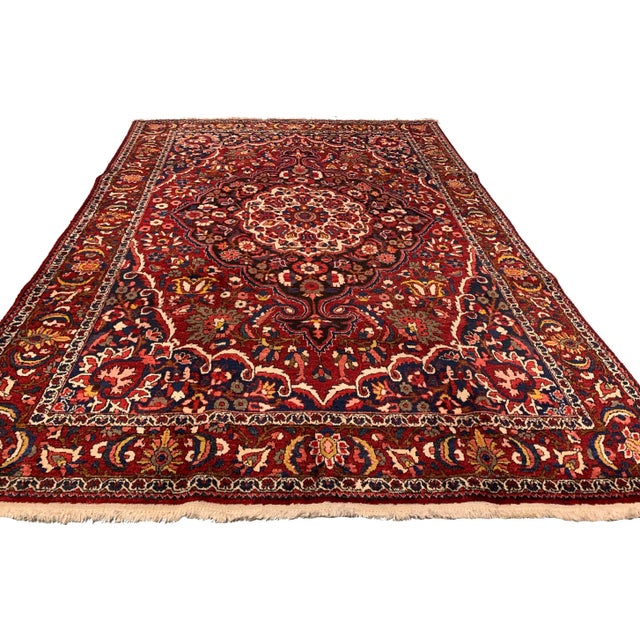 Traditional Vintage Circa 1940 Baktiari Wool Rug 6'9 X 10'1 For Sale - Image 3 of 7