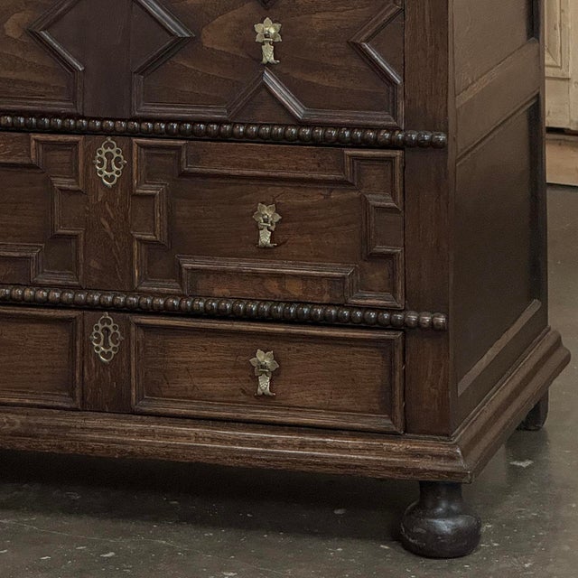 Early 19th Century English Oak Jacobean Style Chest of Drawers For Sale - Image 9 of 18