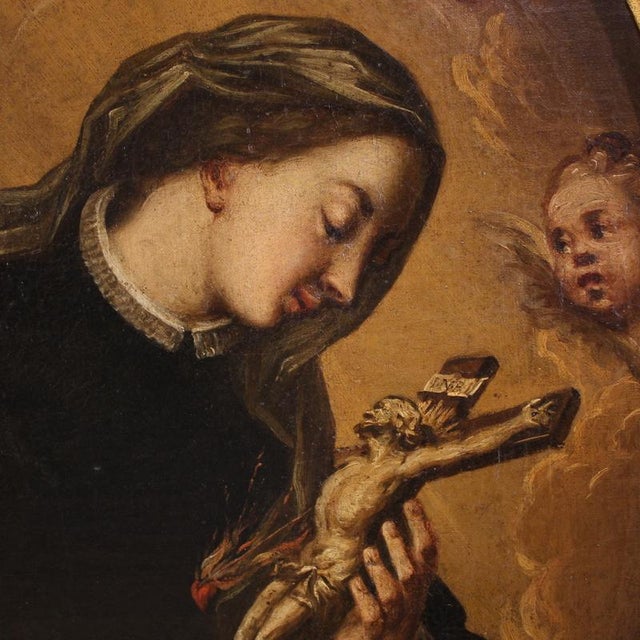 Italian Artist, Oval Portrait of Saint Catherine of Genoa, 1670, Oil on Canvas For Sale - Image 14 of 15