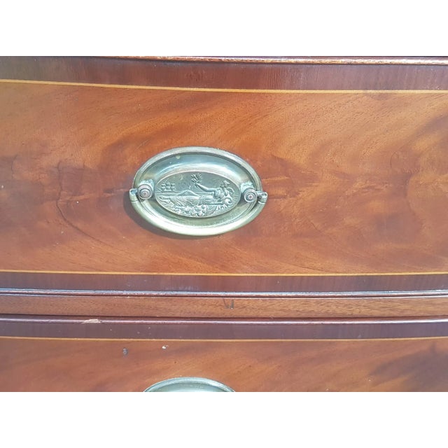 Late 20th Century Georgian Bow Front Inlaid Chest of Drawers For Sale - Image 10 of 11