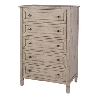 Flagstaff 32 in. W Rectangular Wood 5 Drawer Chest, Desert Sand For Sale