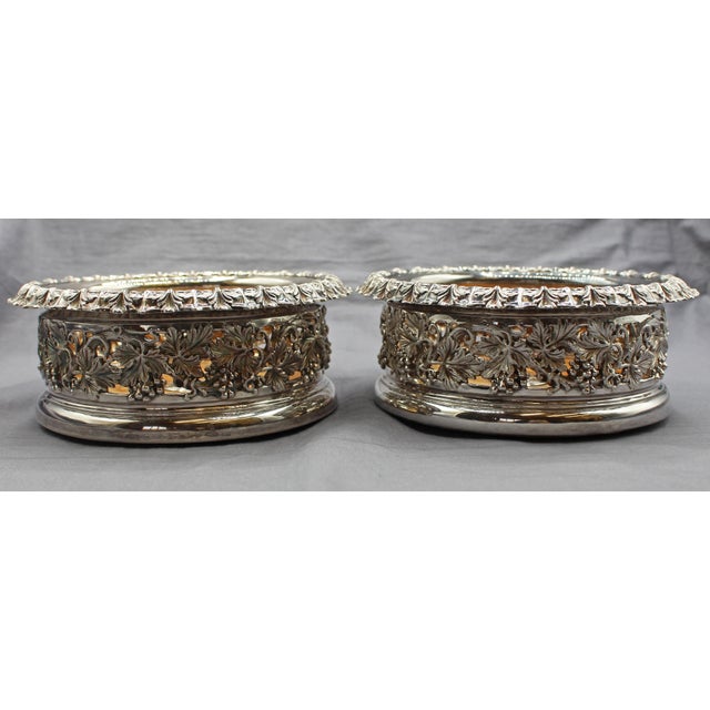 Victorian 1839 Pair of Victorian Sterling Silver Wine Coasters by Samuel Walker & Co. For Sale - Image 3 of 6