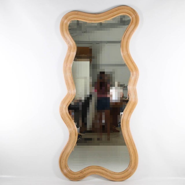Large Wavy Rattan Mirror For Sale - Image 14 of 14