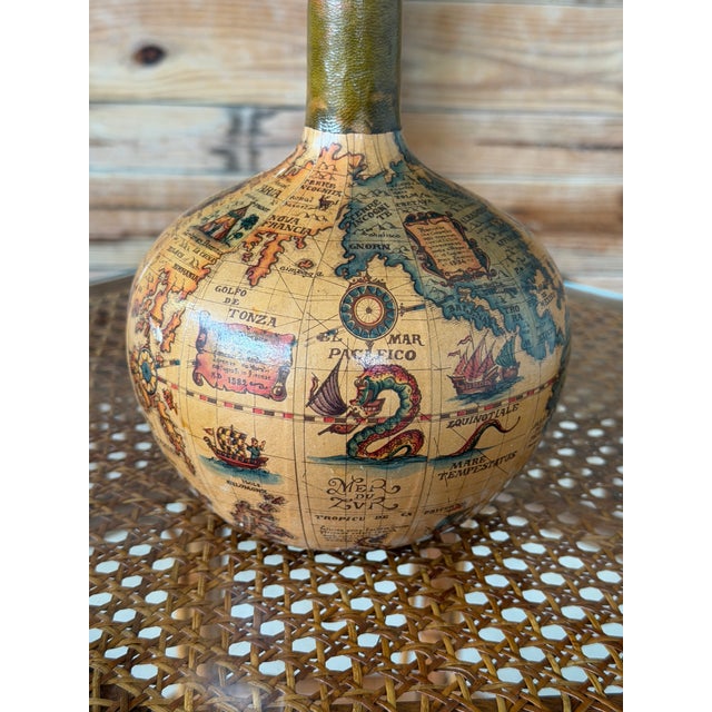Vintage Florentia Italian Leather Wrapped World Map Liquor Decanter For Sale In Naples, FL - Image 6 of 12