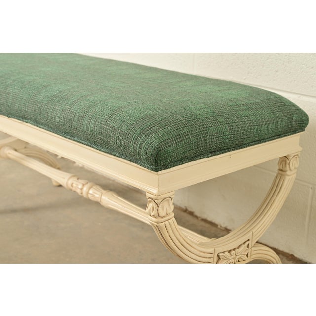 Wood Baker Furniture Style Neoclassical Cream Lacquered Curule Window Bench For Sale - Image 7 of 11