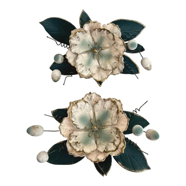 Pair Tole Magnolias For Sale