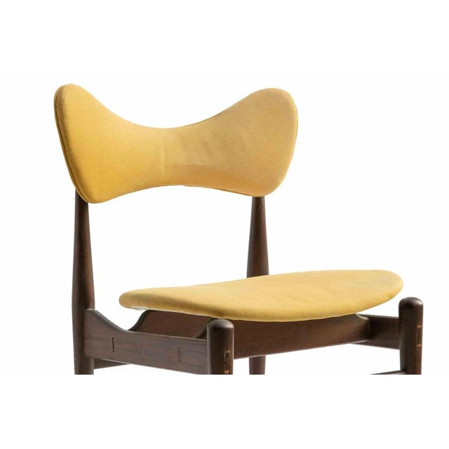 Butterfly Chairs in Wood and Yellow Fabric by Inge and Luciano Rubino, 1960s, Set of 6 For Sale - Image 4 of 7