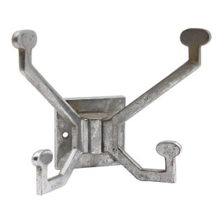 Mid 20th Century Vintage European Art Deco Aluminum Wall Hook For Sale