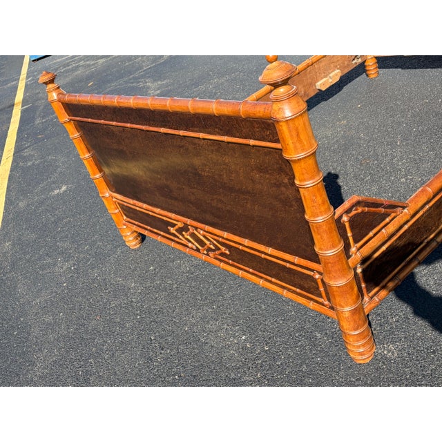 Late 19th Century 19th Century Rj Horner Style Faux Bamboo Birds Eye Maple Bed Frame For Sale - Image 5 of 12