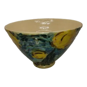 Handpainted, Handthrown Artisan Ceramic Bowl, Signed