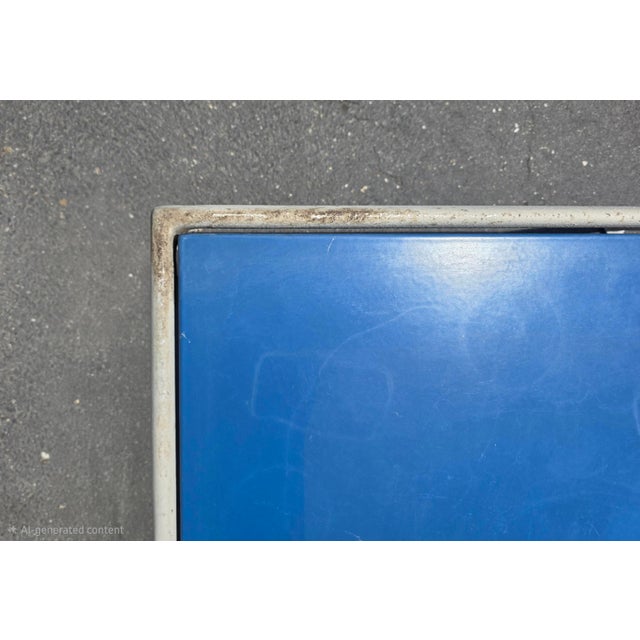 Blue 1970s Richard Schultz Style Knoll Aluminum and Blue Enamel Side-Coffee Table For Sale - Image 8 of 18