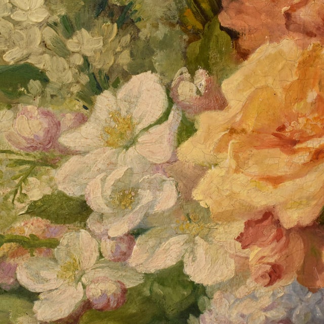 Still Life with Flower Vase, 1800s, Oil on Canvas For Sale - Image 6 of 11