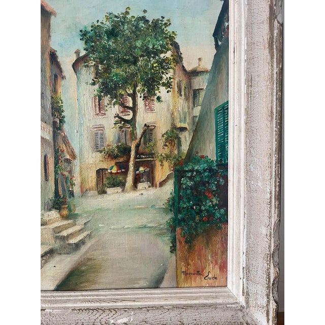 Wood Antique French Village Oil Painting For Sale - Image 7 of 8