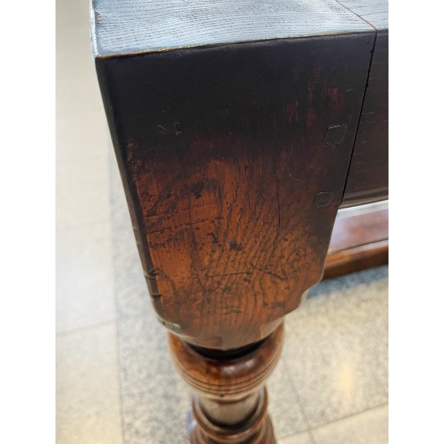 19th Century English Oak Trestle Farm Table For Sale - Image 13 of 17