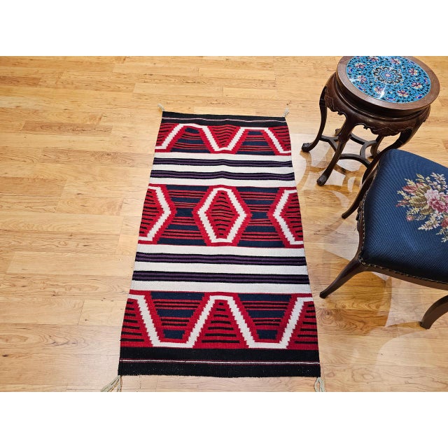 Textile Vintage Native American Navajo Rug, Handwoven Wool, Chief’s Blanket Pattern, 3x5 For Sale - Image 7 of 11