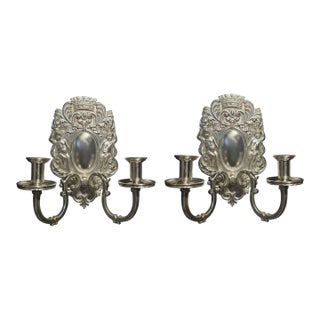 Late 19th Century Caldwell Silver Plated Sconces Baroque Style - a Pair For Sale