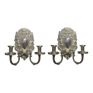 Late 19th Century Caldwell Silver Plated Sconces Baroque Style - a Pair