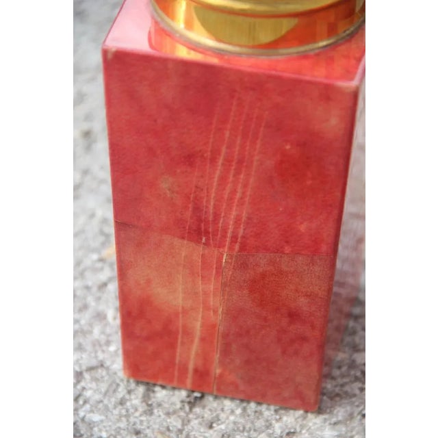 Red Brass & Goatskin Ice Box and Pitcher by Aldo Tura, 1950s, Set of 2 For Sale - Image 8 of 16