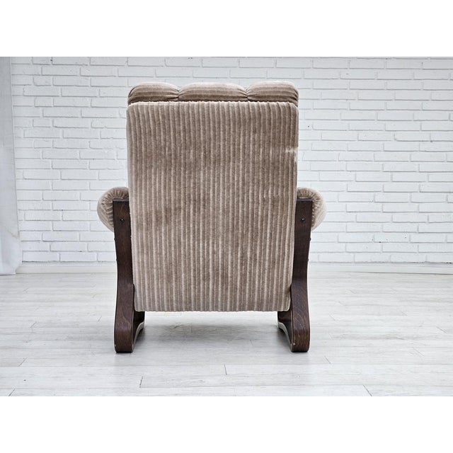 Danish Lounge Chair in Corduroy, 1970s For Sale - Image 12 of 18