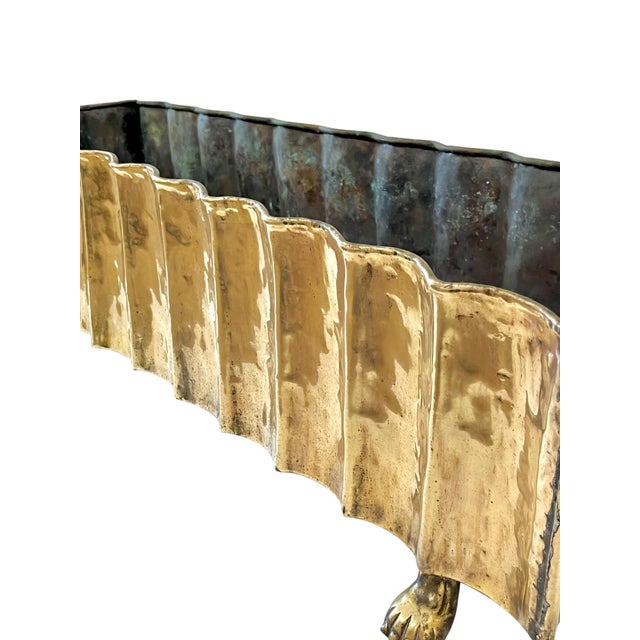 Brass Vintage Mid Century Brutalist Italian Brass Planter Paw Feet For Sale - Image 8 of 18