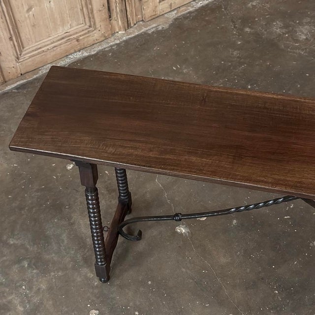 19th Century Spanish Walnut Console ~ Sofa Table With Wrought Iron For Sale - Image 17 of 18