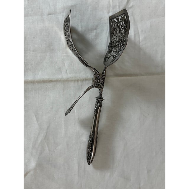 Silver-Plated Asparagus Tongs, 1890s For Sale - Image 5 of 14