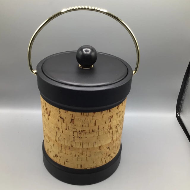 Vintage Kraftware of New York Insulated Cork and Black Vinyl Ice Bucket ...