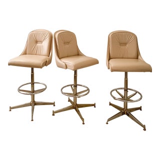 High Back Vintage Bar Stools- Set of 3 For Sale
