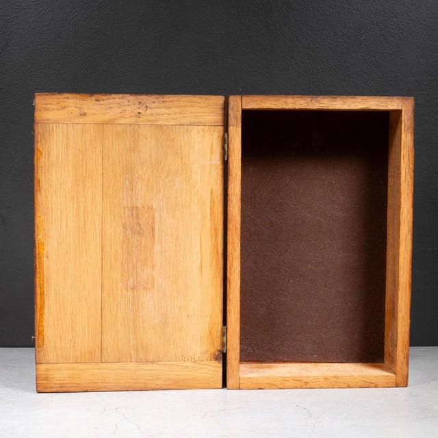 Brown Solid Oak Factory Tool Box c.1920 For Sale - Image 8 of 10