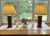 Brown Turned Wood Barrel Form Table Lamps With Shades, Set of 2 For Sale - Image 8 of 18