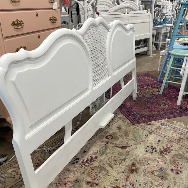 Wood Vintage King Size Cane Insert Headboard For Sale - Image 7 of 9