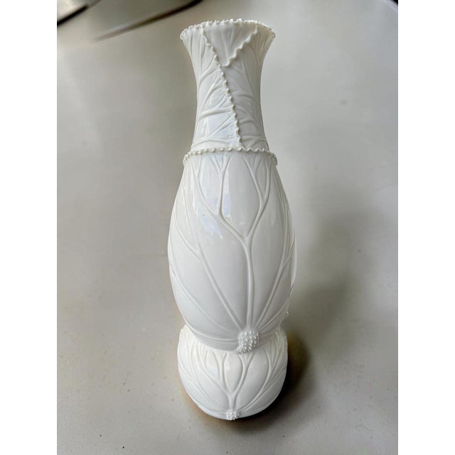 Vintage Chinese White Porcelain Vase – Fine Bone China - Cabbage Leaf Pattern For Sale - Image 4 of 14