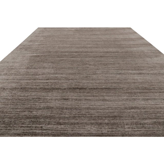 2010s Rug & Kilim’s Oversized Textural Rug in Solid Beige-Brown Tones and Striae For Sale - Image 5 of 8