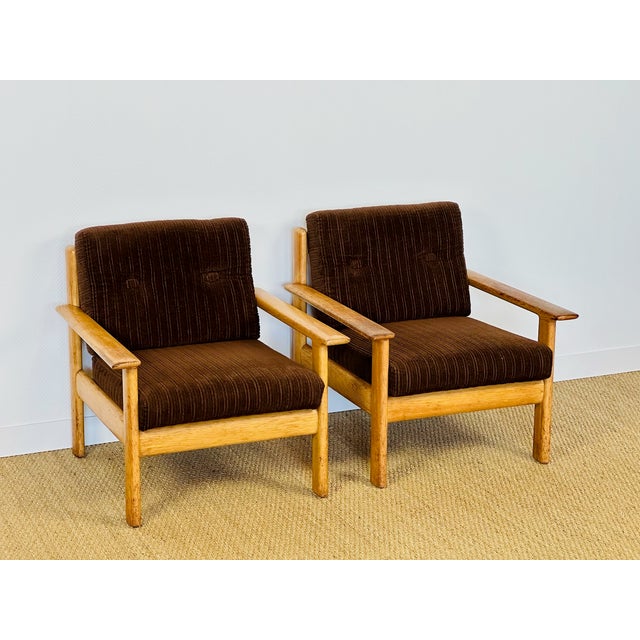 Beige Vintage Oak and Corduroy Modular Living Room Set by Afra & Tobia Scarpa, 1960s, Set of 5 For Sale - Image 8 of 18
