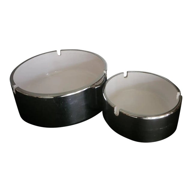 1960s Isamu Kenmochi Silver Ashtray Catch All Set of 2 For Sale