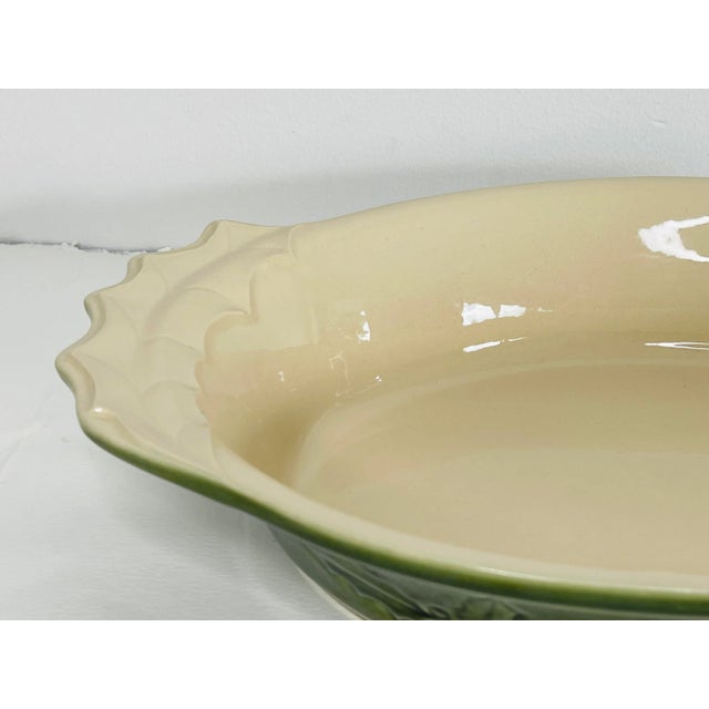 French 1990s Appolia French Ceramic Green Holy Berry Serving Dish For Sale - Image 3 of 9