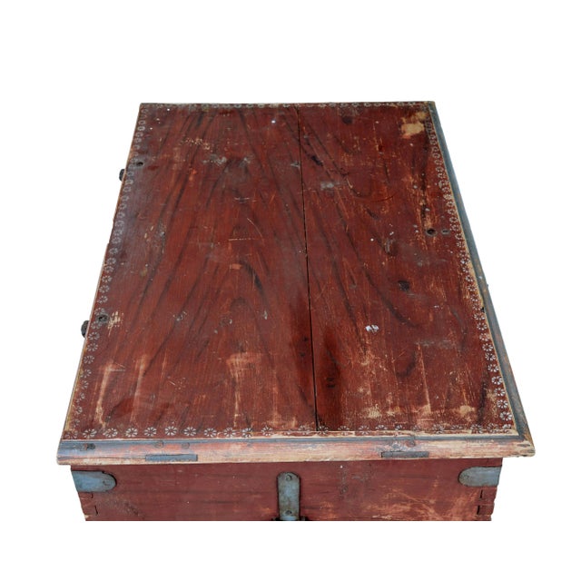 Painted Pine Blanket Box, 1828 For Sale - Image 6 of 8
