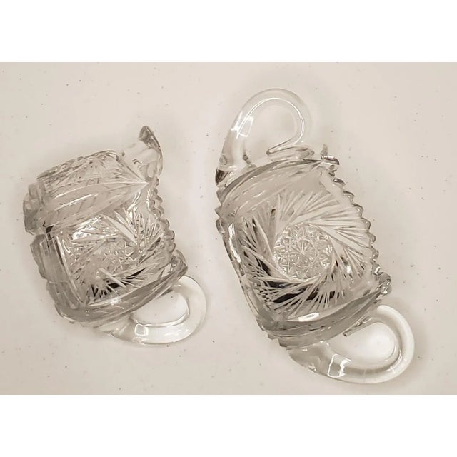 Antique Creamer and Sugar Set American Brilliant Period Cut Glass- a Pair For Sale - Image 4 of 9