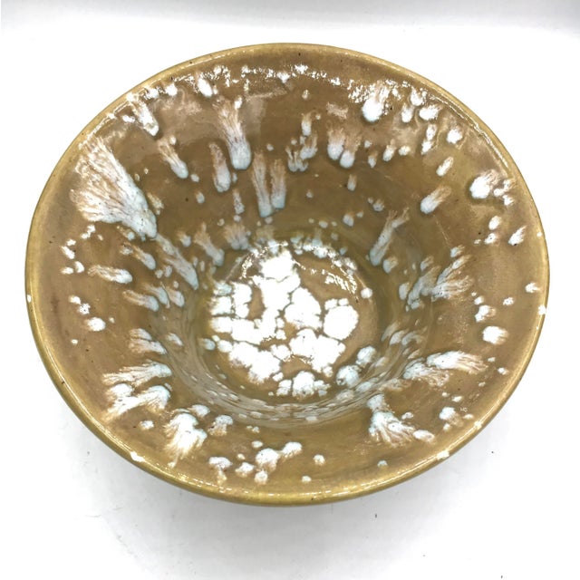 Modern Speckled Signed Studio Pottery Bowl For Sale - Image 4 of 10