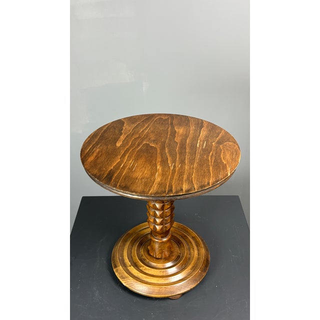 Low Mid-Century Modern Brutalist Turned Wood Side Table in the style of Charles Dudouyt, France, 1950s For Sale - Image 9 of 14