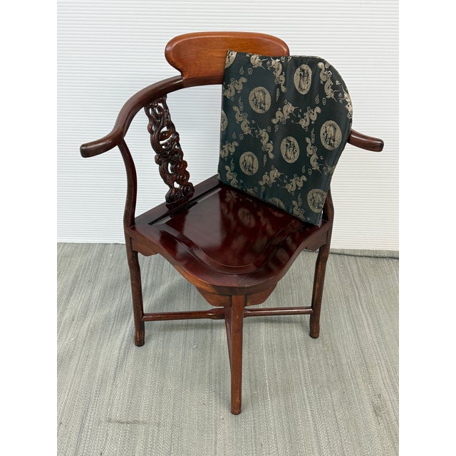Oriental Hand Carved Corner Armchair For Sale In San Francisco - Image 6 of 12