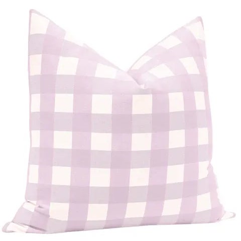 Contemporary 22" Lavender Country Check Pillows - a Pair For Sale - Image 3 of 5