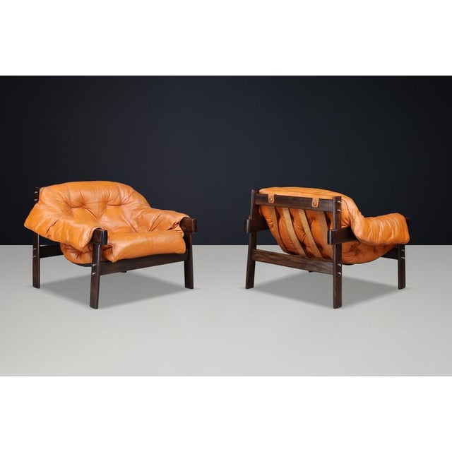MP-41 Lounge Chairs in Cognac Leather by Percival Lafer, 1970s, Set of 2 For Sale - Image 3 of 18