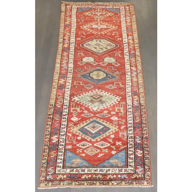 Persian Early 20th Century Zabihi Collection Geometric Tribal Persian Runner - 3'6" x 9'6" For Sale - Image 3 of 10