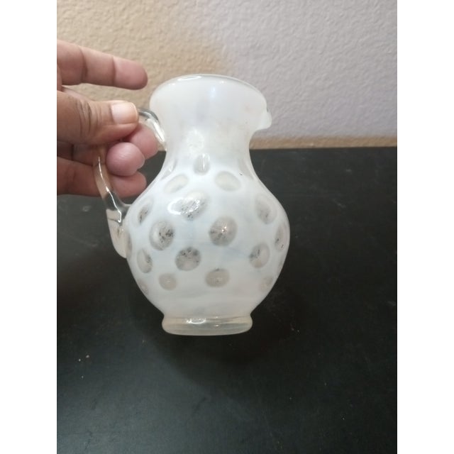 GORGEOUS Fenton White Coin Dot Glass 5" Mini Pitcher Vase. Older pieces are not marked Elevate your home decor with the...