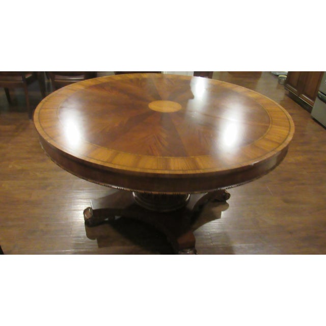 Traditional 1990s Ethan Allen Flame Mahogany Round Kitchen Dining Room Table Amazing For Sale - Image 3 of 12