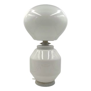 Space Age White Glass Table Lamp, 1970s For Sale