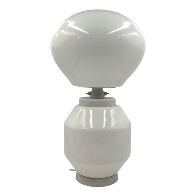 Space Age White Glass Table Lamp, 1970s For Sale